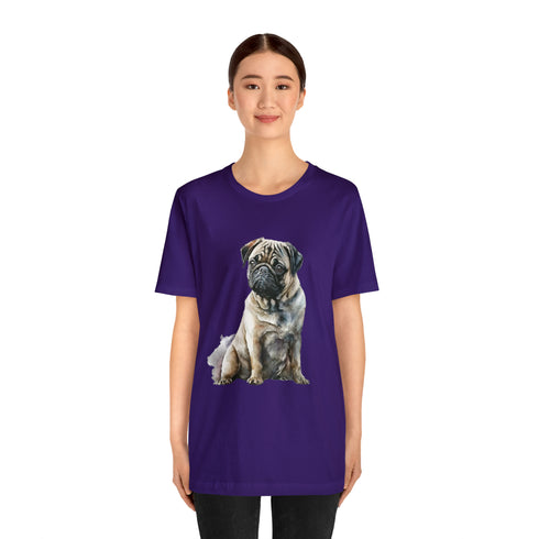 Loving Pug in Watercolor - Short Sleeve Tee